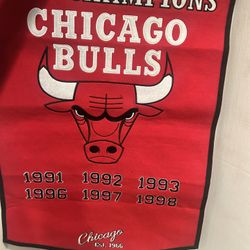 Large Chicago Bulls Championship Banner 