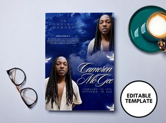 Blue Magazine Style Memorial Program