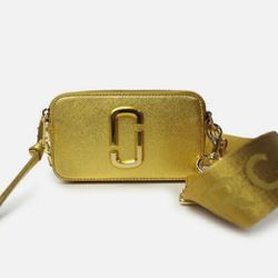 MARC JACOBS Snapshot Crossbody Shoulder Bag Camera Bag Metallic Gold