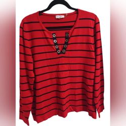 Calvin Klein - Red and Black Lace-Up Sweatshirt