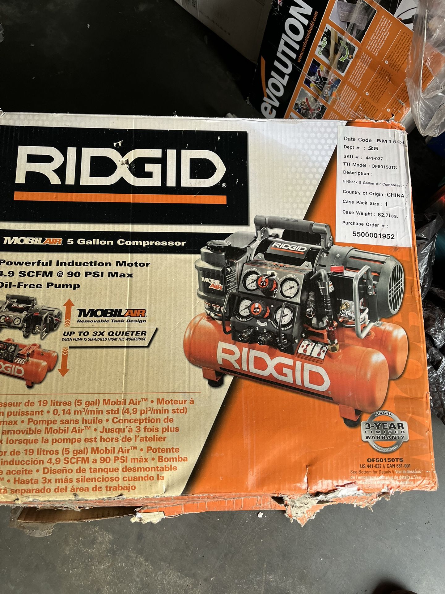 Five horsepower air compressor