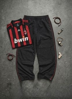 Y2K Vintage Soccer Style Baggy Track Pants w/ Red Piping