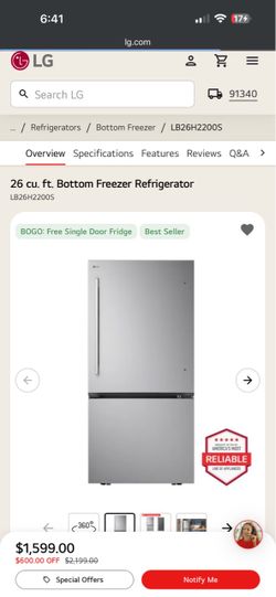 LG 26 cu. ft. Bottom Freezer Refrigerator