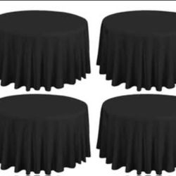 4 Pack Black Round Tablecloth 120 Inch Polyester Tablecloth for Round Table, Stain and Wrinkle Resistant Washable Fabric Table Cloth Circular Table Co