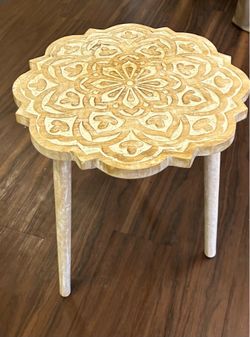 Hand-Carved Mango Wood Occasional Table