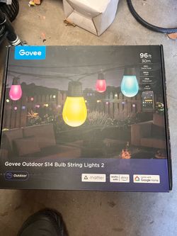 Govee S14 Bulb Outdoor String Lights 2, 96ft Smart RGBIC Warm White Lights with 30 LED Bulbs(2 Ropes of 48ft), 111 Scene Modes for Patio Decor, IP66 C