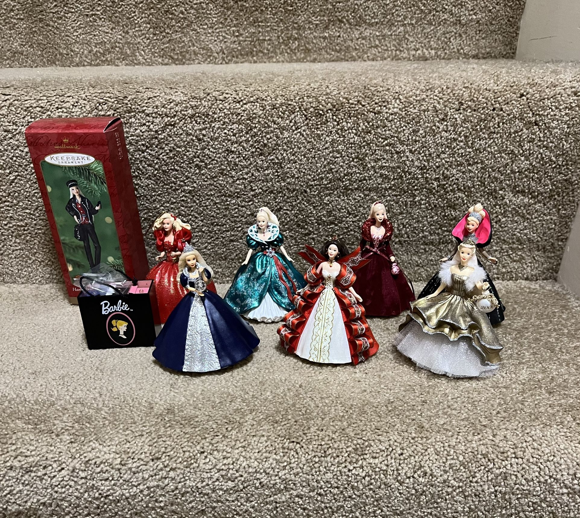 Lot Of 9 Holiday Barbie Harley Davidson Hallmark Keepsake Christmas Ornaments