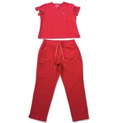 Figs hibiscus Women’s high waisted yola pants & Catarina Top scrub set