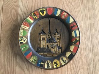 Vintage hand-carved Swiss wood plate