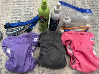 Dog Diapers & Puppy Care Supplies Bundle – Size M