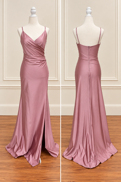 Rosaline Draped V-Neck Satin Maxi Dress