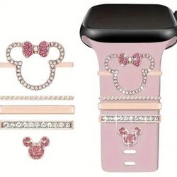 Minnie Mouse Metal Charms Compatible With Apple Watch Band Rose Gold