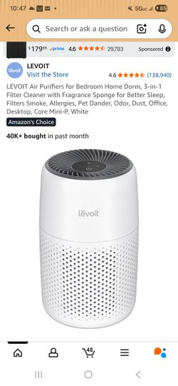 LEVOIT Air Purifiers for Bedroom Home Dorm, 3-in-1 Filter Cleaner with Fragrance Sponge for Better Sleep, Filters Smoke, Allergies, Pet Dander, Odor, 