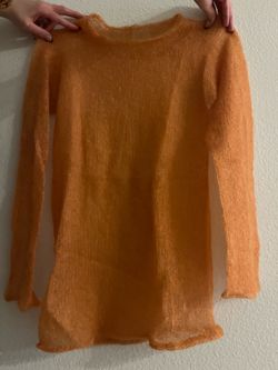 Sheer Orange Hand Knit Sweater - Lorax / Thelma Vibes
