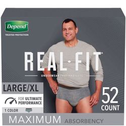 Depend Real Fit Incontinence Underwear For Men Large/Extra-Large (38-50 Waist) Maximum Absorbency