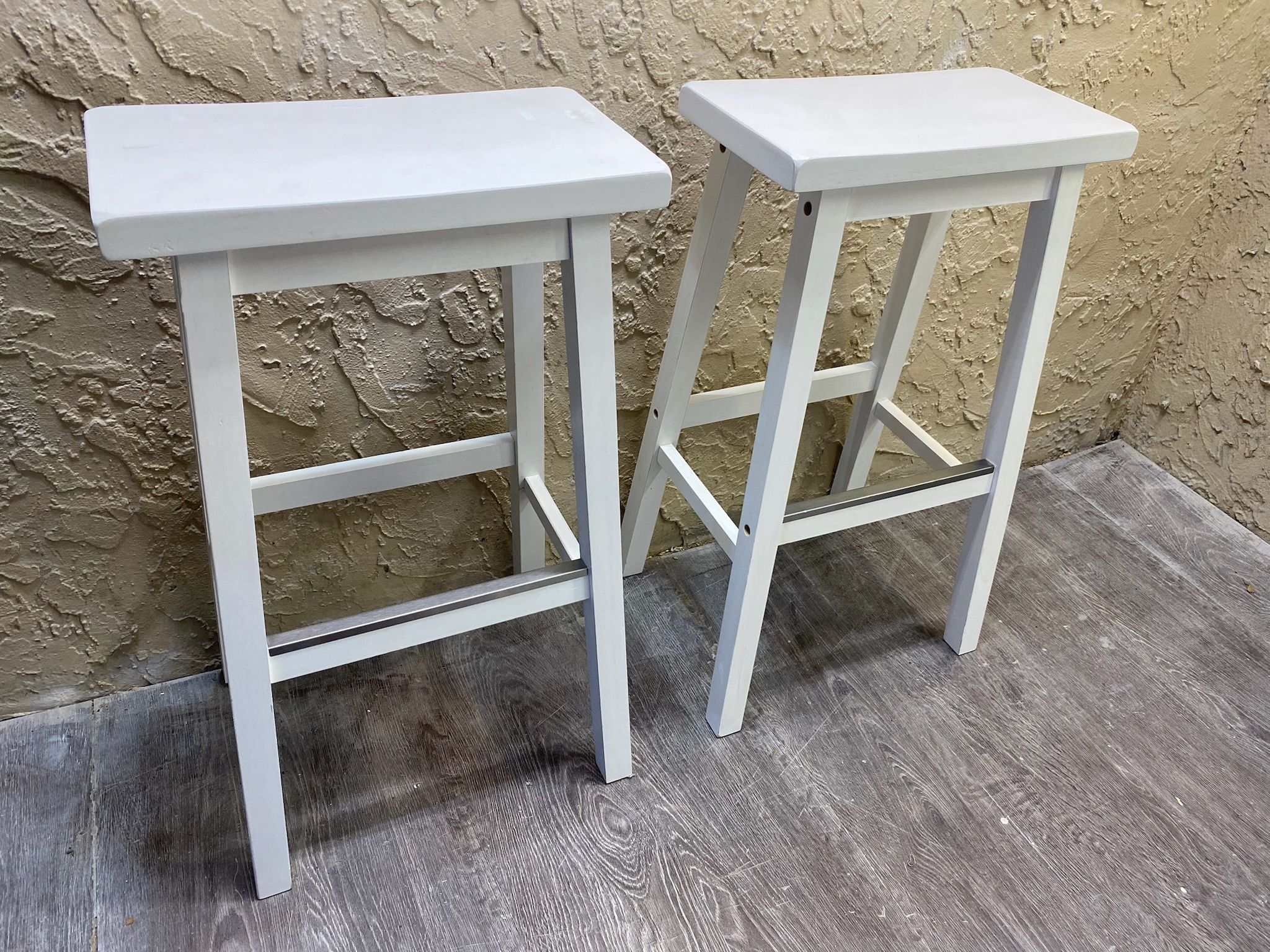 Pair of Solid Wood Saddle Seat Kitchen Counter Barstool with Footrest - See My Other Items π