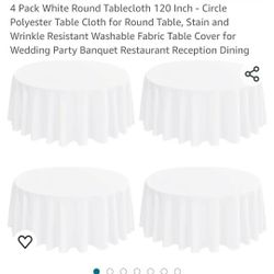 4 Round White Table Cloth