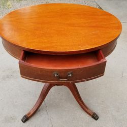 Vintage Antique Mersman Table With Drawer and Claw Feet