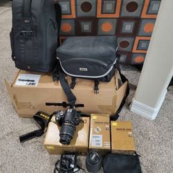 Nikon D60 Camera Set with Lenses, Backpack, and other Carry Bag