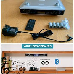 iLive Bluetooth Under Cabinet Radio (FM) CD Player and MP3 Player, Bluetooth, USB, AUX in, MP3, CD, Music System with Kitchen Timer