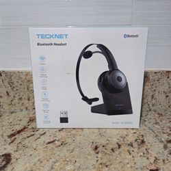 Headset Bluetooth 5.0 with Microphone for PC, USB Wireles for Work, 40H Working Time AI Noise Cancelling On-Ear Bluetooth Headphones with Base
