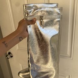 Silver Fashion Nova Boots