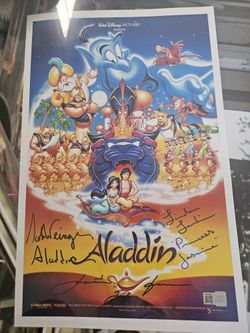 1992 ALADDIN DISNEY Triple SIGNED Cast AUTOGRAPHED X3 12X18 PHOTO POSTER 