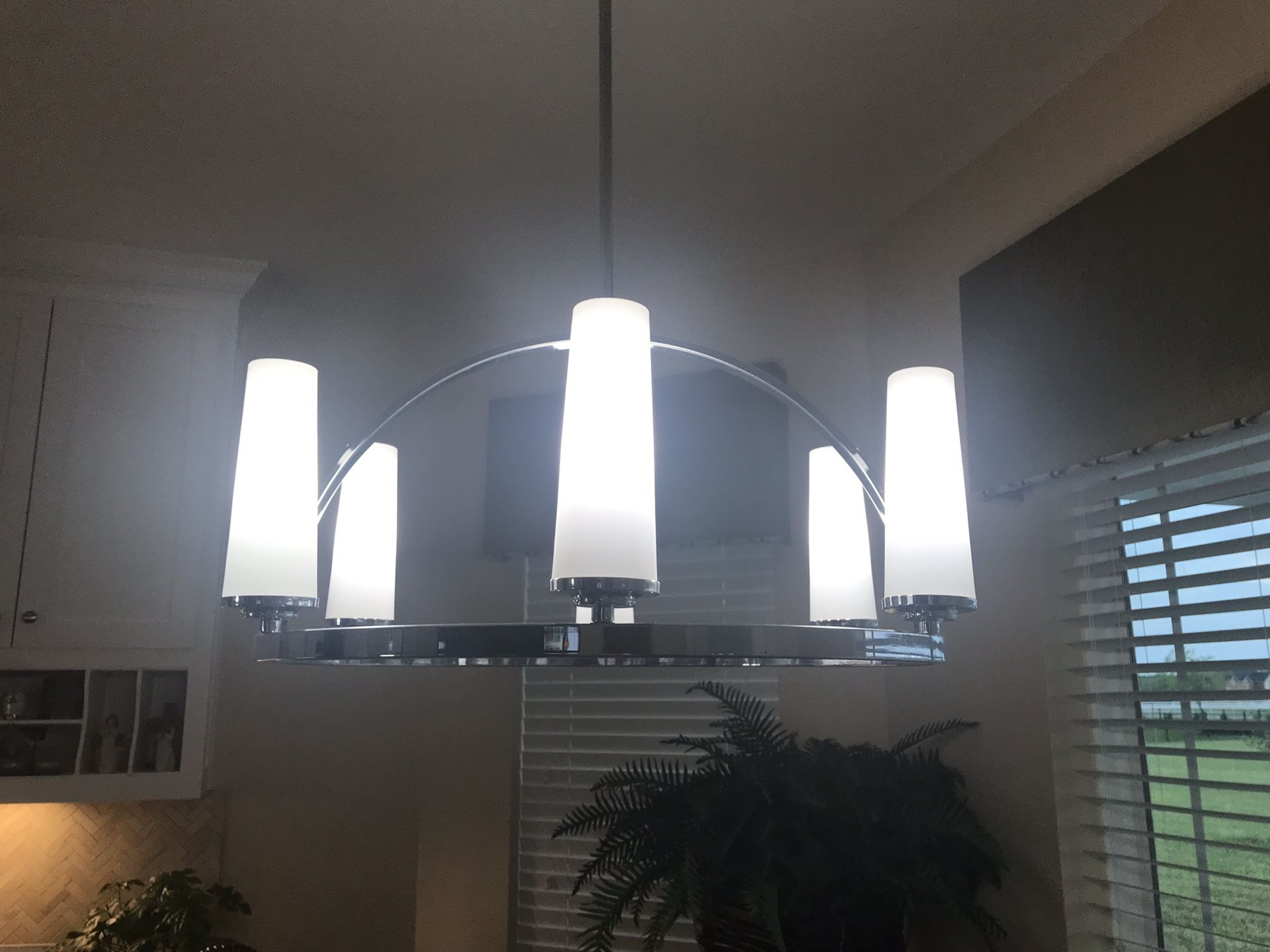 3 pendants lights and chandelier for $300.00