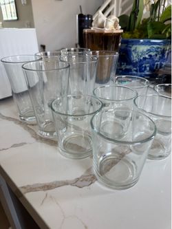 Set of 12 Water Glasses - Hi Ball and Low Ball - Crate & Barrel