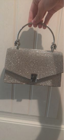 Silver Rhinestone Mini Top Handle Bag