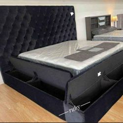 Brand New | Black Queen Lindenfield Bed Frame | 39$ Down Payment| Boxes Available @ On Display And Delivery 