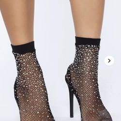 Black Rhinestone Heels Women Size 10