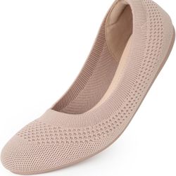 Women's Ballet Flats Shoes Round Toe Slip On Knit Casual Dress Shoes 6#8#8.5#