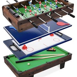 Game Table Set. Soccer, Billar, Ping pong, Hockey.