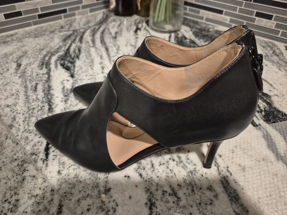 Black Leather Cut Out Shoes