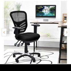 Black Mesh Office 3 Paddle Computer Desk Whit Adjustable Seat