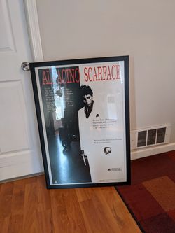 Glass framed scarface poster