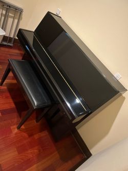 Black SAMICK Upright Piano w/ Bench