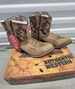 Laredo Womens Sz 9.5 M 51028 Brown Cowgirl Western Ankle Shortie Boots