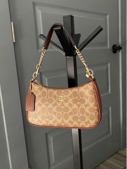Coach Signature Canvas Chain Shoulder Bag Brown/Tan Gold 🎁