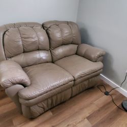 Gray Faux Leather Reclining Loveseat