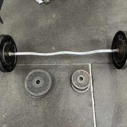 Curl Bar With 80lbs Of Weight