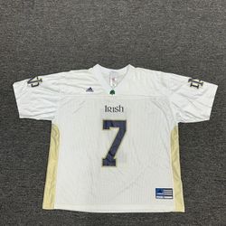 Y2K Adidas Notre Dame Fighting Irish Football #7 Sewn Shamrock Jersey ~ Size XL