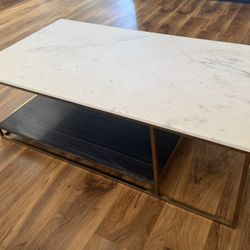 CB2 Two-Tone Gray White Marble Coffee Table