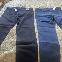 2 Pantalones Marca Express 36 X30 Uno Azul Y Él Otro Negro Fuerte Nuevos