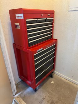 Red Rolling Tool Chest with Top Cabinet – 2-Piece Set