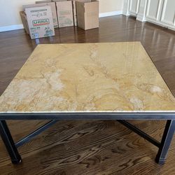 Yellow marble/travertine stone coffee table