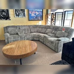 Gray Color Manual Motion Sectional Sofa Set