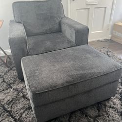 NEW Gray Chair with Ottoman 