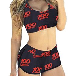 TOP HERE Women's Bandage Sporty Bathing Suit Boyleg Short Bikini Swimsuit
